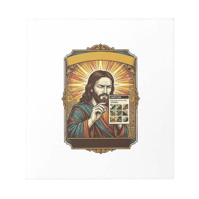 Bloco De Notas Jesus Escadas Embaçadas Teste Captcha Segurança Te (Frente)