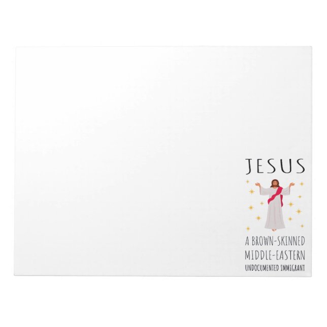 Bloco De Notas Jesus Imigrante Indocumentado de Pele Morena I (Frente)