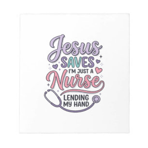 Bloco De Notas Jesus Salva Camisa de Enfermeira Fé Design_1