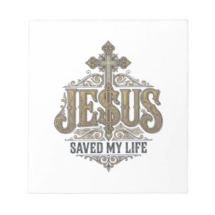 Bloco De Notas Jesus Salvou Minha Vida Estampa Vintage Cristã Sh