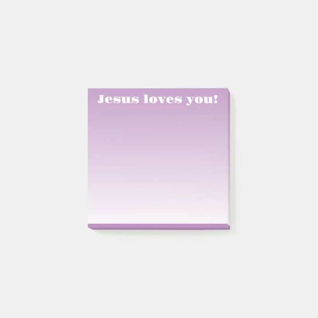 Bloco De Notas Jesus te ama! | roxo ombre (Frente)