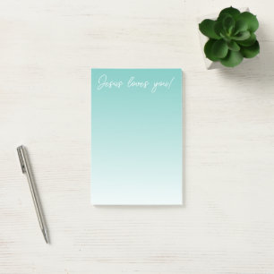 Bloco De Notas Jesus te ama!   verde teal ombre