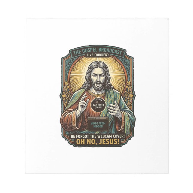 Bloco De Notas Jesus Tela Preta Cobertura de Webcam Esquecida Vir (Frente)