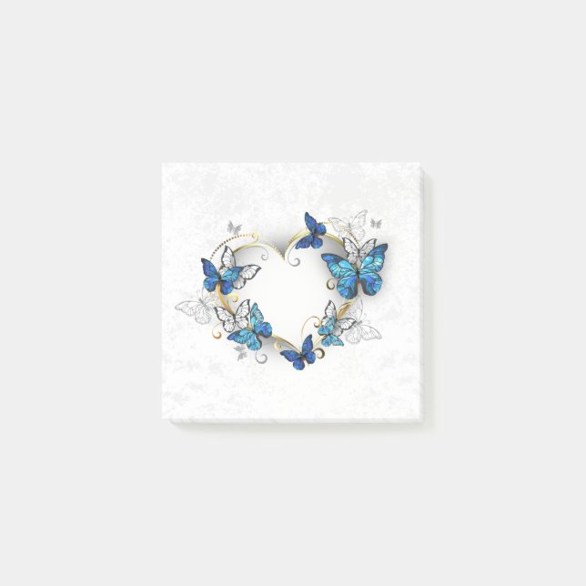 Bloco De Notas Jewelry Heart with Butterflies Morpho (Frente)