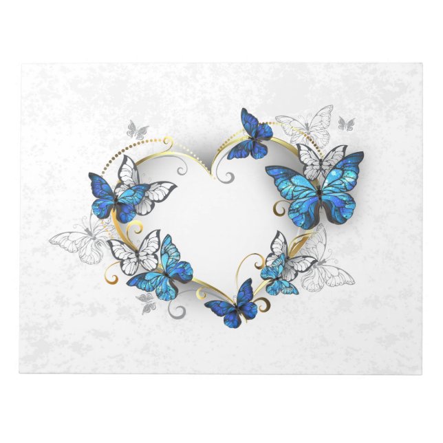 Bloco De Notas Jewelry Heart with Butterflies Morpho (Frente)