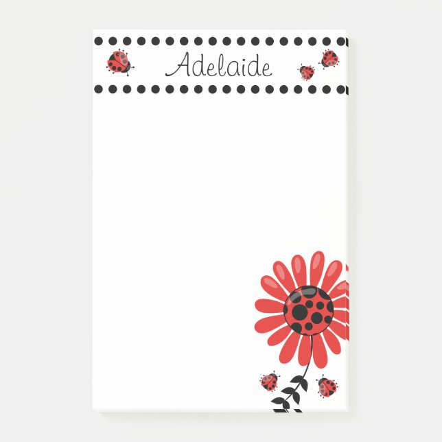 Bloco De Notas Joaninha Vermelha Moderna Personalizada (Frente)