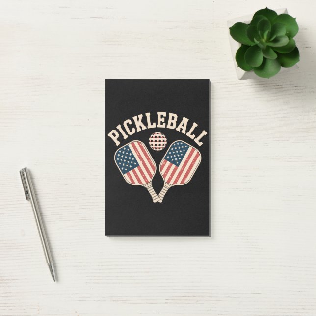 Bloco De Notas Jogador de Pickleball da Bandeira dos EUA (Escritótio)