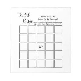 Bloco De Notas Jogo de Bingo de Festa de Chá de Noiva Branco Mini