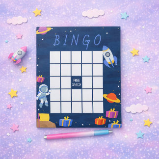 Bloco De Notas Jogo de Bingo para Chá de Bebê do Astronauta Tiny