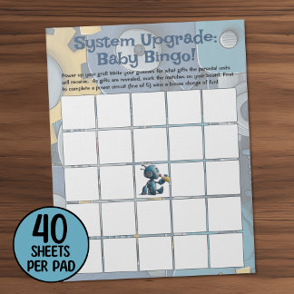 Bloco De Notas Jogo de Bingo para Chá de Bebê Robô