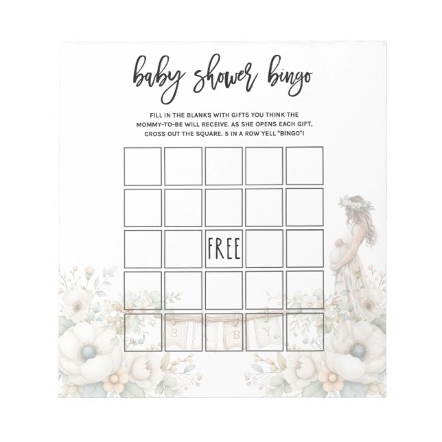 Bloco De Notas Jogo de Bingo para Chás de Bebê (Frente)