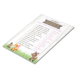 Bloco De Notas Jogo de Chá de fraldas de Celebridades Bebês Rosa 