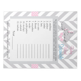 Bloco De Notas Jogo de Chá de fraldas de Elefante Rosa e Cinza