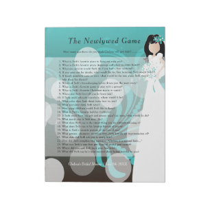 Bloco De Notas Jogo do Newlywed do chá de panela - turquesa &