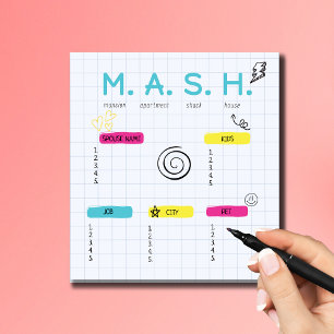 Bloco De Notas Jogo MASH, Favor de Festa dos Anos 90