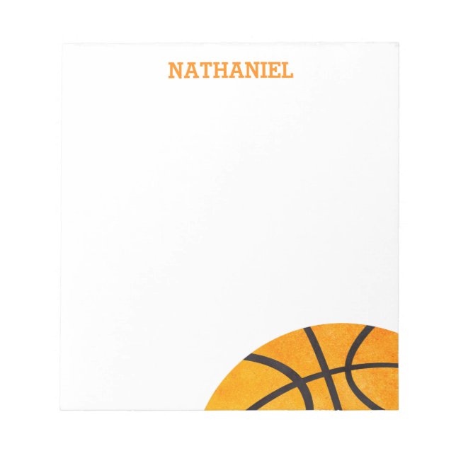 Bloco De Notas Jovens Esportes de Basquete Personalizados Laranja (Frente)