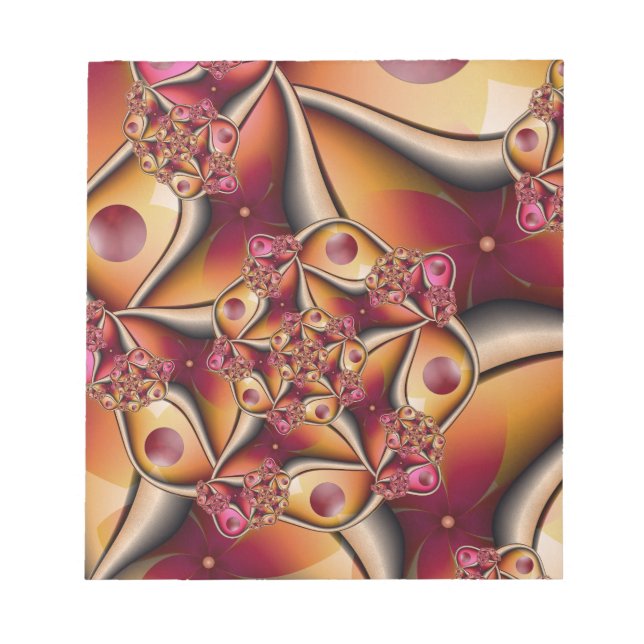 Bloco De Notas Joy Abstrato Red Orange Fantasy Fractal (Frente)