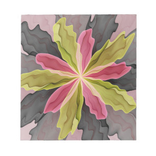 Bloco De Notas Joy, verde rosa, Antracite Fantasia Flor Fractal