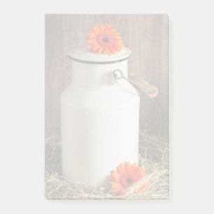 Bloco De Notas Jug de Leite Branco Russo com Flores Laranja Foto