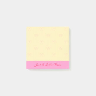 Bloco De Notas Just A Little Note Pink Bow Watermark On Yellow