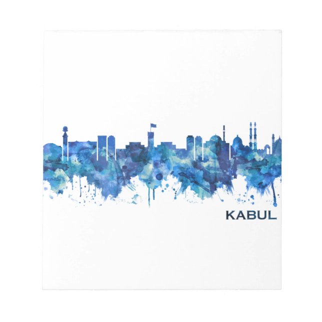 Bloco De Notas Kabul Afeganistão Skyline Blue (Frente)