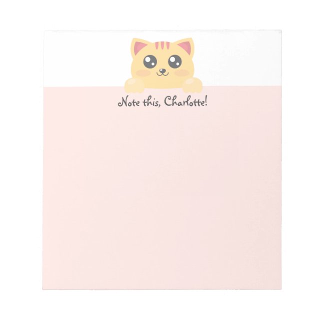 Bloco De Notas Kawaii Animal Personalizado - Kitten (Frente)