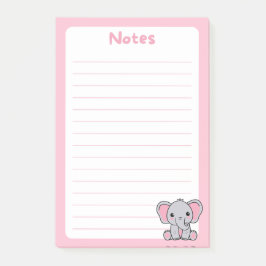 Bloco De Notas Kawaii Baby Elephant Soft Pink