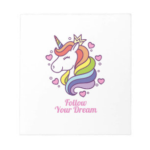 Bloco De Notas Kawaii Colorful Rainbow Unicorn Dreams