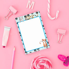 Bloco De Notas Kawaii Cor azul com patas gatinhos bonitos de 4" x