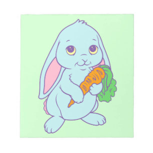 Bloco De Notas Kawaii Cute Cartoon Bunny Rabbit Carrot