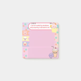 Bloco De Notas Kawaii Cute Motivational, Rosa e Roxo