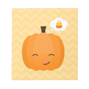 Bloco De Notas Kawaii Jack o'Lantern e Candy Corn