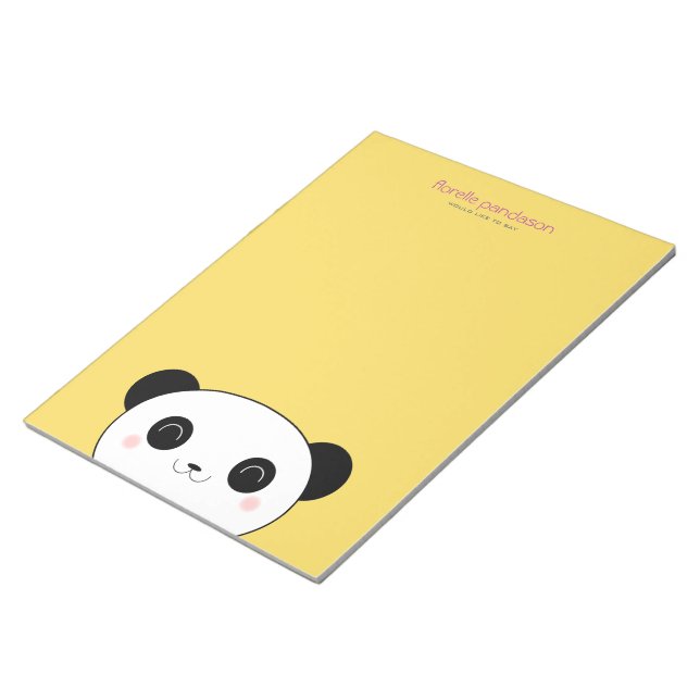 Bloco De Notas Kawaii Panda em amarelo (Inclinado)