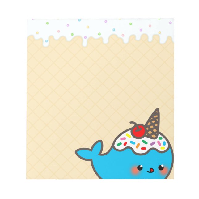 Bloco De Notas Kawaii Sorvete Narwhal (Frente)