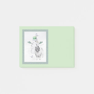 Bloco De Notas Keeshond Christmas Snowman Pinting Art