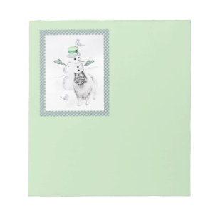 Bloco De Notas Keeshond Christmas Snowman Pinting Art