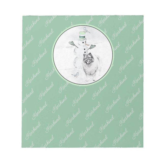 Bloco De Notas Keeshond Christmas Snowman Pinting Art (Frente)