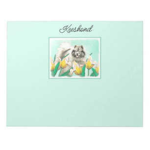Bloco De Notas Keeshond em Tulips pintando lindas artes caninas o
