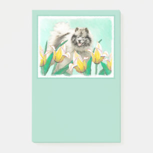 Bloco De Notas Keeshond em Tulips pintando lindas artes caninas o