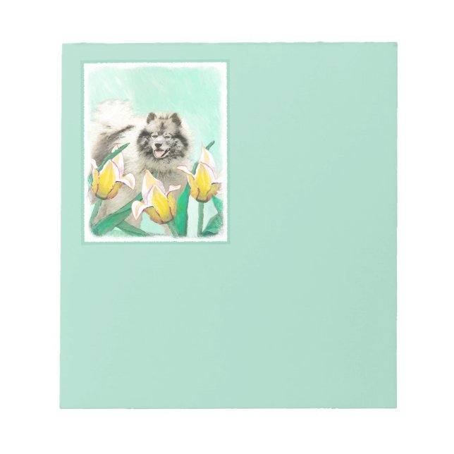 Bloco De Notas Keeshond em Tulips pintando lindas artes caninas o (Frente)