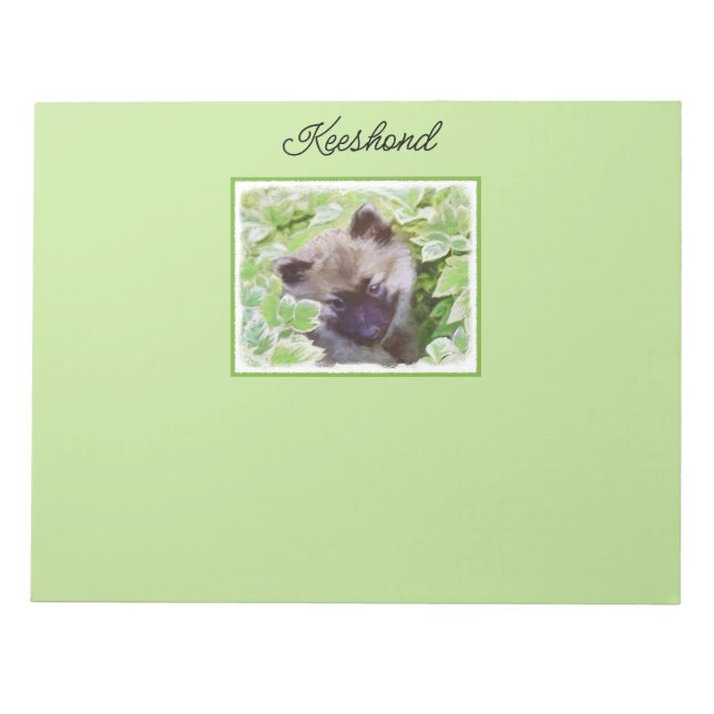 Bloco De Notas Keeshond Puppy na Pintura Original (Frente)