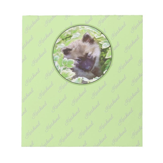 Bloco De Notas Keeshond Puppy na Pintura Original (Frente)