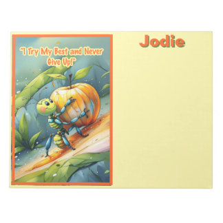 Bloco De Notas Kid Affirmation: "I Try My Best and Never Give Up"