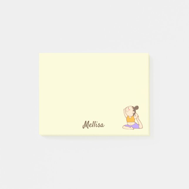 Bloco De Notas Kid Yoga Stretches Faça o seu nome Postar Notas (Frente)