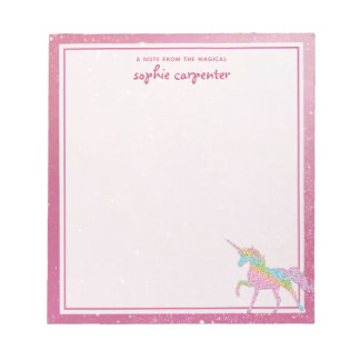 Bloco De Notas Kids Rainbow Unicorn