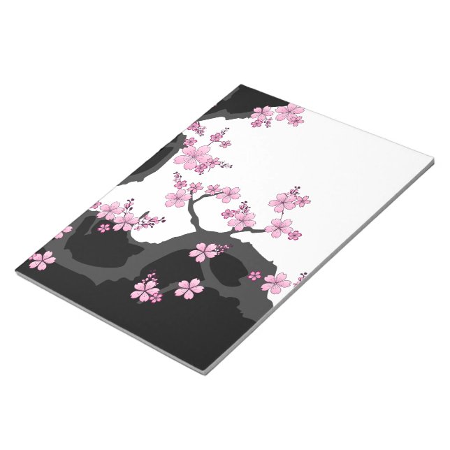 Bloco De Notas Kimono Black e White Pink Sakura (Inclinado)