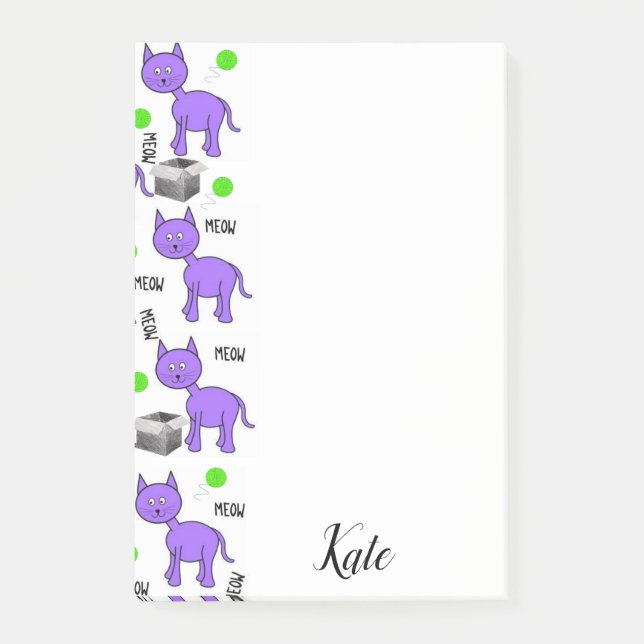 Bloco De Notas Kit de Blocos Post-it Gatinho Roxo Gato Miau (Frente)