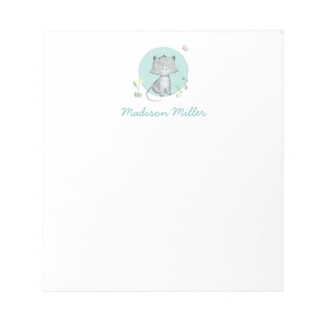 Bloco De Notas Kitten Floral Personalizado Notepad (Frente)