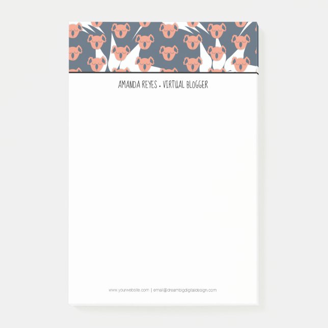 Bloco De Notas Koala Fofo Moderno e Folha Tropical (Frente)