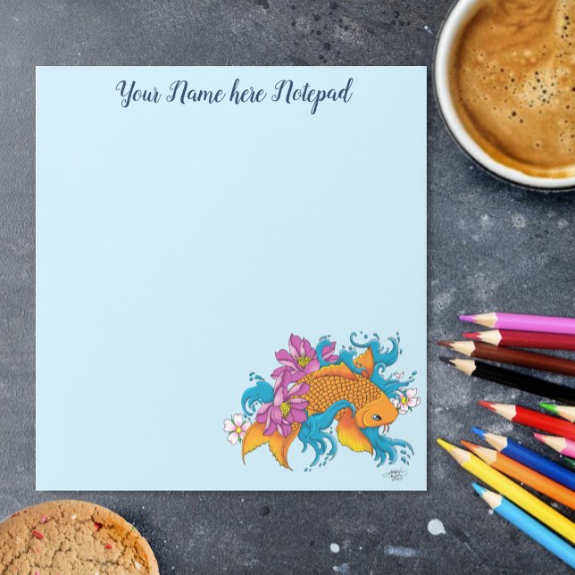 Bloco De Notas Koi Fish Lotus Cherry Blossoms (Criador carregado)